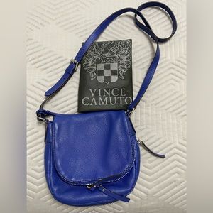 Vince Camuto Lapsis Blue Leather Baily Crossbody Handbag